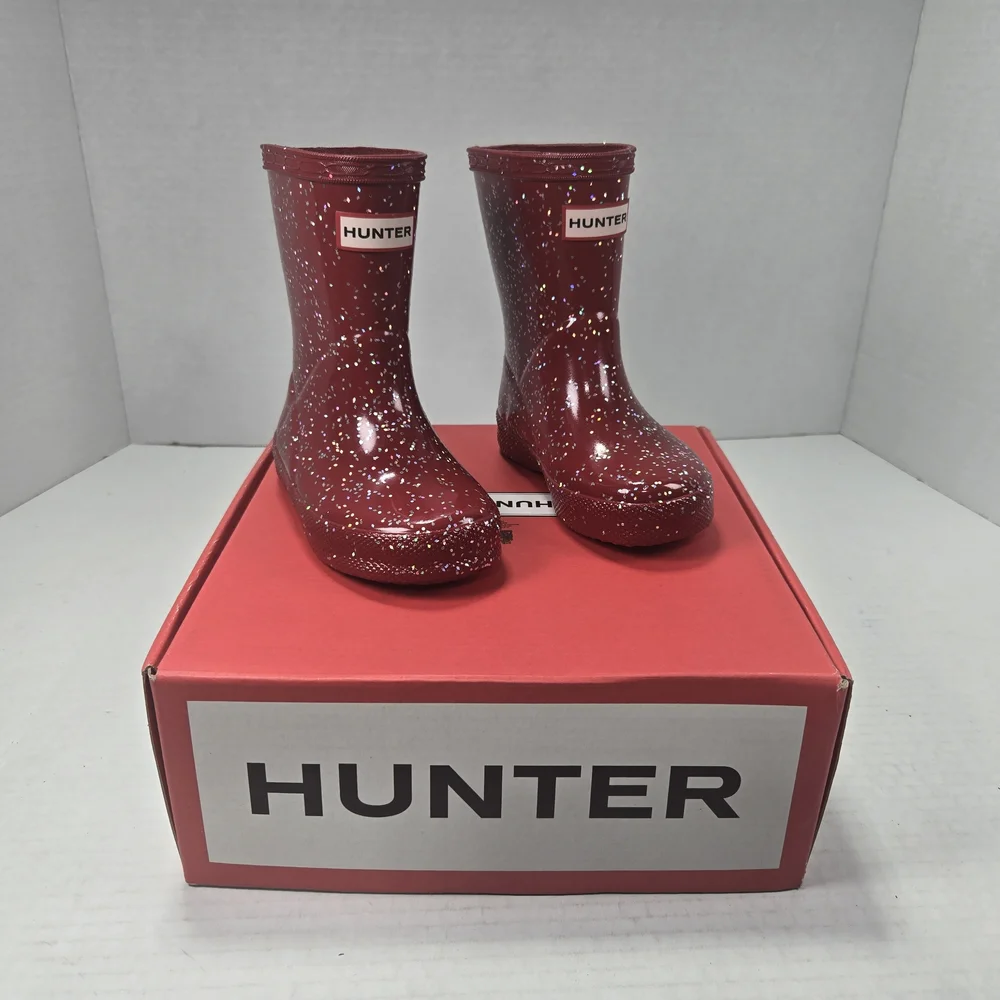 Hunter Kids First Glitter Rain Boots In Vital Burgundy Size EU 21 US C5 - C6